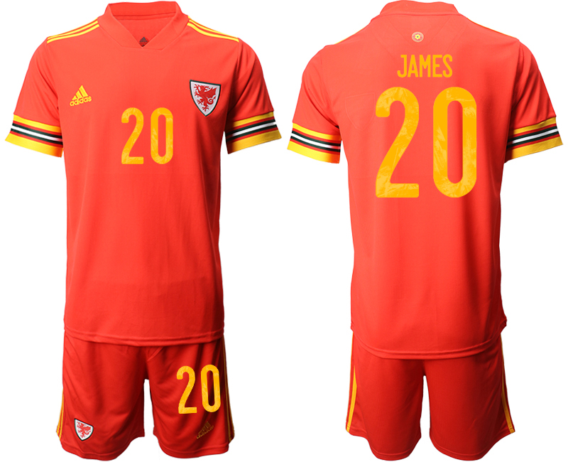 Men 2021 European Cup Welsh home red #20 Soccer Jersey